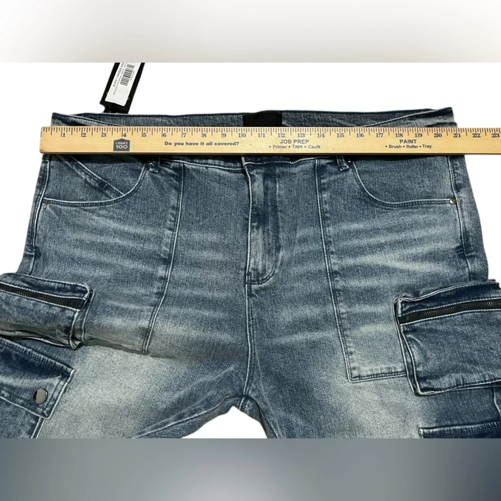 RtA men's slate cargo straight leg jeans vintage indigo pants blue denim size 40